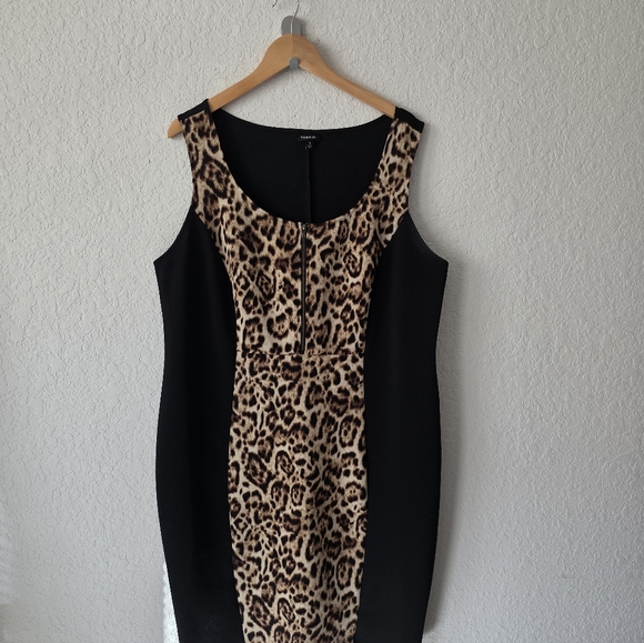 Torrid Dress Women's 3 Leopard Color Block Round Neck Sleeveless - Picture 3 of 8